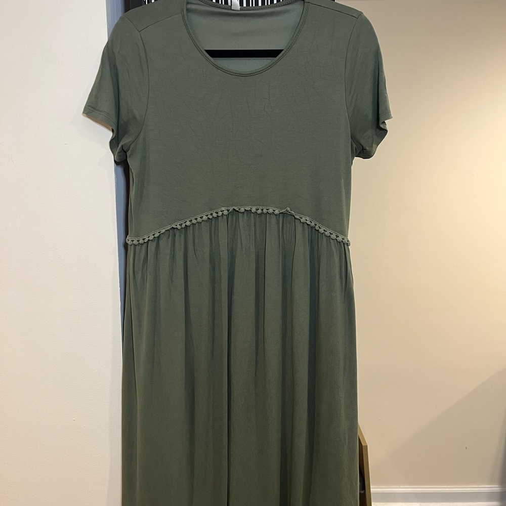 Pinkblush Olive Solid Crochet Trim Maternity Shif… - image 2